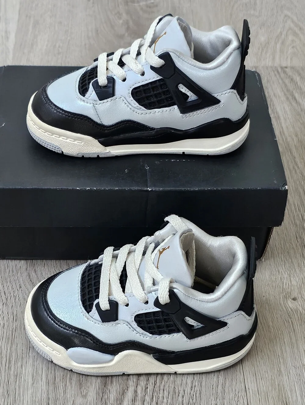 Nike Air Jordan 4 Retro TD Pure Platinum Metallic Gold Toddler Size 6C With Box